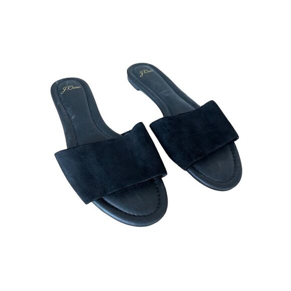 Jcrew sz 11 black one strap suede sandal - Picture 1 of 8